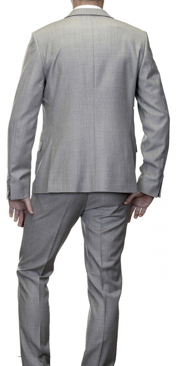 traje lana fria azul gris chaqueta